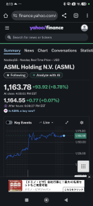 レーザーテック(株)【6920】 ASMLも、94ドル高でエグいね  >NASDAQ高値344ドル高から466ドルも爆下げ 結局マイナス 落ち方がえぐい なんでこんなに落ちた？