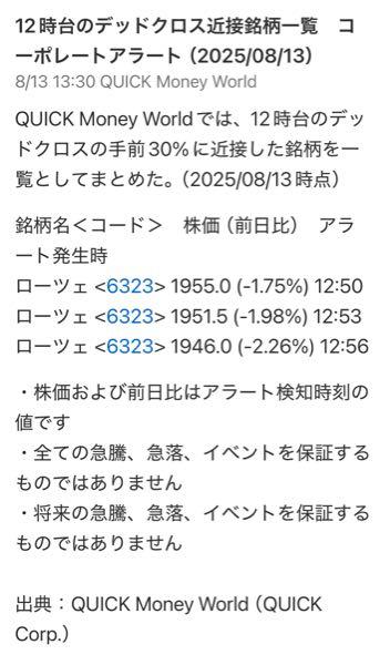 ローツェ(株)【6323】 3連チャン🤣