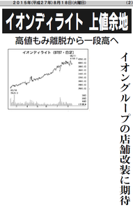 イオンディライト(株)【9787】 【 10年前(2015年) 】 ー。
