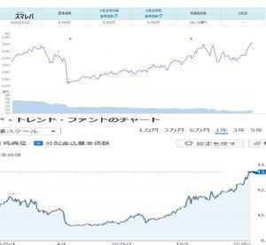 SBI-Man リキッド・トレンド・ファンド【89311248】 スマレバとリキッドのチャートを同じ時間軸で並べてみると結構違いがあるね。これが今の上昇パフォーマンスの違いを出してるのかな。  年初の下落はリキッドは1月から下げ始めてるがスマレバは3月から下げてる。見てる時間軸の違いかな。長期トレンドは下げに転じていてリキッドは下落方向のポジションでスマレバは短期上昇取りに行った結果の値動きに見える。  4月の頭の7~9日にスマレバもリキッドも不自然なぐらいな急落ギャップがある。これは市場は7日から急回復して反転したので両者とも市場の逆行ってビンタ食らった状態かな。  特に大きく違うのは10月末～12月。そこの違いが今の上昇率の違いを出してる気がするね。米国の議会閉鎖騒動の辺りでしょうか。  ここまででのこのパフォーマンスや値動きの違いは投資商品の違いや分配比率の違いもあるけどトレンドの時間軸の違いが関係しそうな気がします。  スマレバは短期より、リキッドは長期より。スマレバは短期であるがゆえに市場の動きに敏感に反応する為うまく行けば短期的なトレンドの利益を取れるが、下手に動いて往復ビンタを食らって変なとこで損失するそんな感じでしょうか
