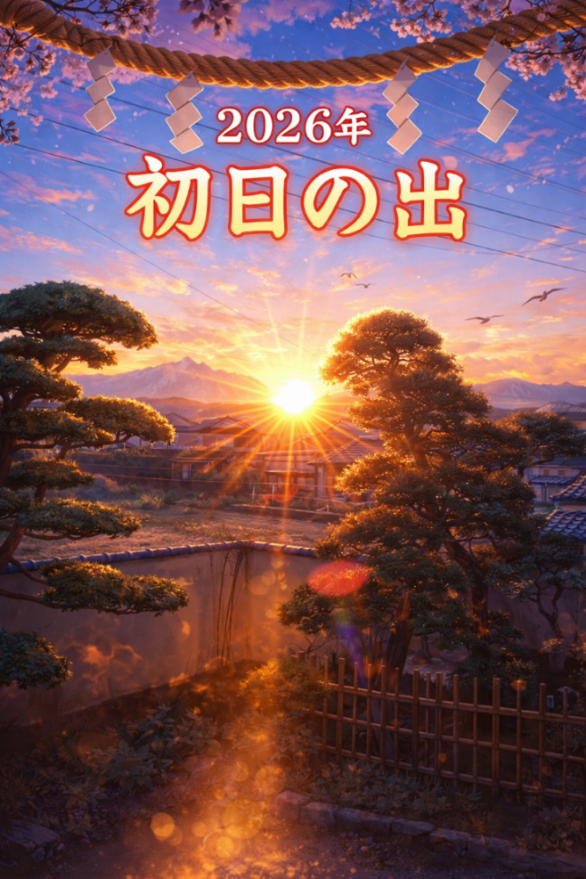 (株)群馬銀行【8334】 実家の初日の出のイラストです 群銀がぐんぐん育つように、 今年1年しっかり応援📣します。