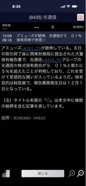 (株)光通信【9435】 んーガー