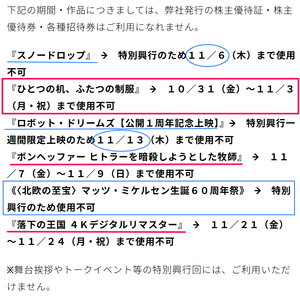 武蔵野興業(株)【9635】 ※株主優待券・招待券は、特別興行のため使用不可 ー。