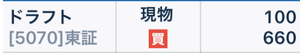 (株)ドラフト【5070】 2021年12月　660円買い　でした　ー。