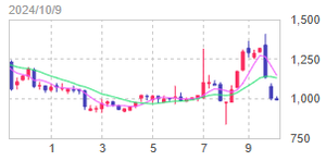 (株)ネオマーケティング【4196】 【　1年前(2024年) 10/9　】　日経終値39,277円の日。　100株　993円買い。　　優待楽しみに、長期保有予定　ー。