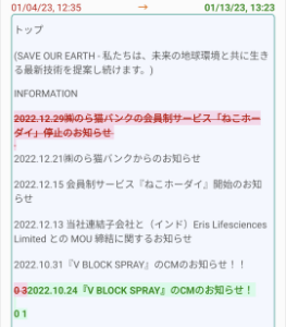 (株)創建エース【1757】 猫ホーダイ停止のお知らせ消えた?