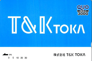 (株)Ｔ＆Ｋ ＴＯＫＡ【4636】 【　10年前（2015年)　】  　100株優待　クオカード3000円分は、12/7に到着　ー。