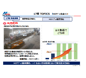 (株)エイチワン【5989】 HOTﾌﾟﾚｽ量産開始