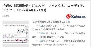 「熟考の末」 今週の  [話題株ダイジェスト]