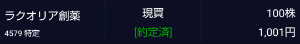 ラクオリア創薬(株)【4579】 PTSでゲット