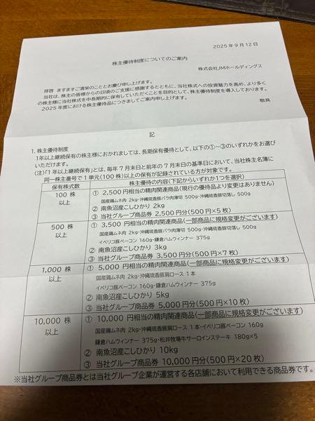 (株)JMホールディングス【3539】 株主優待の案内ありがとうございます😊ご時世柄お米ですかね⁉️ところで分割後の株主優待制度は決まっているんですか?単純に必要株数が2倍になるだけですか?ここは連続増配濃厚ですね!