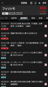(株)フェリシモ【3396】 優待情報が更新されてない原因がわかったわ 改悪だからか、開示せずコッソリとホームページだけ変えたからだ 数多くの人が前回権利者騙された事だろう すでに１００日経過　 当たり前にフェリシモ担当者は、更新されていない事をわかっているはず、と言うより意図的 修正、更新をYahoo!及び各所に伝えれば済むこと それとも、また変更して今度は企業として当たり前に開示してみるか