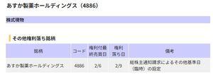 あすか製薬ホールディングス(株)【4886】 2/9に何かあるのでしょうか?🤔 ”総株主通知請求”を調べてもよく分かりませんでした😥
