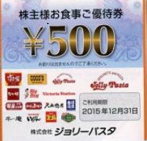 (株)ジョリーパスタ【9899】 【　10年前（2015年)　】　ー。