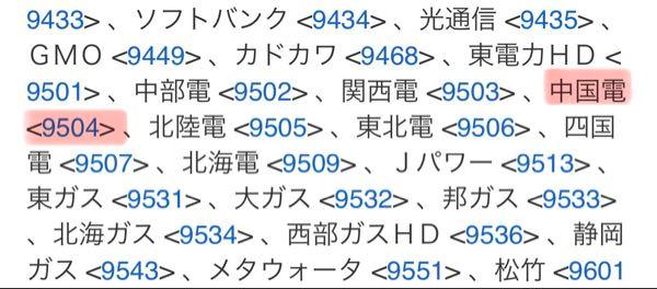中国電力(株)【9504】 TOPIXに残留決定