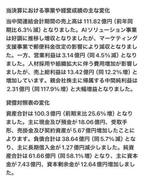 (株)ＪＤＳＣ【4418】 AI事業の売上と利益が減ったなら、株価は下がるだろうけどね、