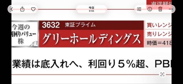 グリーホールディングス(株)【3632】 東洋経済のメルマガがおすすめ銘柄にいれてきましたねー。