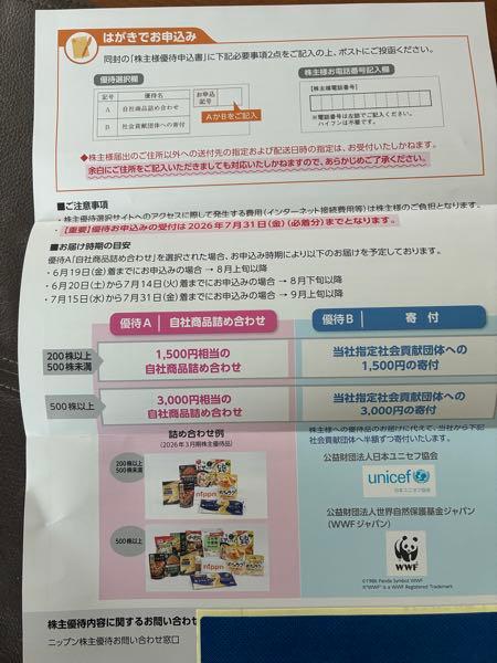 (株)ニップン【2001】 株主優待の案内ありがとうございます😊