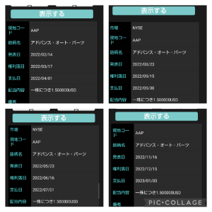 アドバンス・オート・パーツ【AAP】 配当金6＄ 1.5＄&times;4回