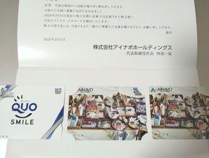 (株)アイナボホールディングス【7539】 最近流行りのデジタルギフト優待は非常に便利いいが 1000円分ならクオカードで貰った方が嬉しい鴨