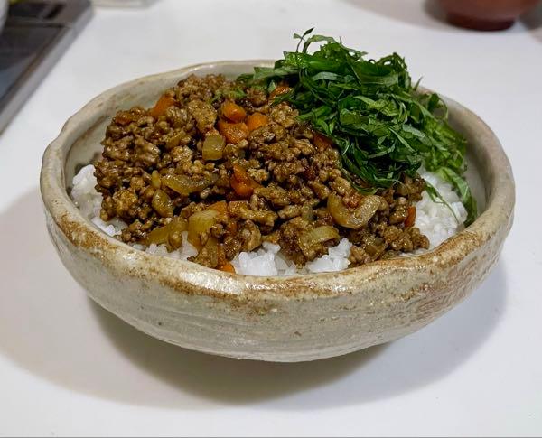 今日の献立 昨日の夜、キーマカレーを作りました。  キーマカレーは、 オクシモロンの真似して、紫蘇とか小口ネギとかを、たくさん乗せて食べるのですが、 買いに行って、買い忘れました😭  薬味みたいな野菜をたくさん乗せると、 とてもサッパリして美味しいです😊