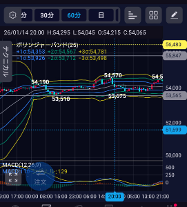 チャート メモ帳 追加 暴騰したあとはヨコヨコして 下がっていきました